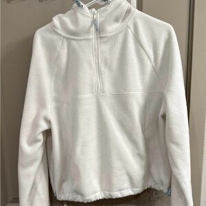 SO White Half-Zip Fleece Cowl Pullover